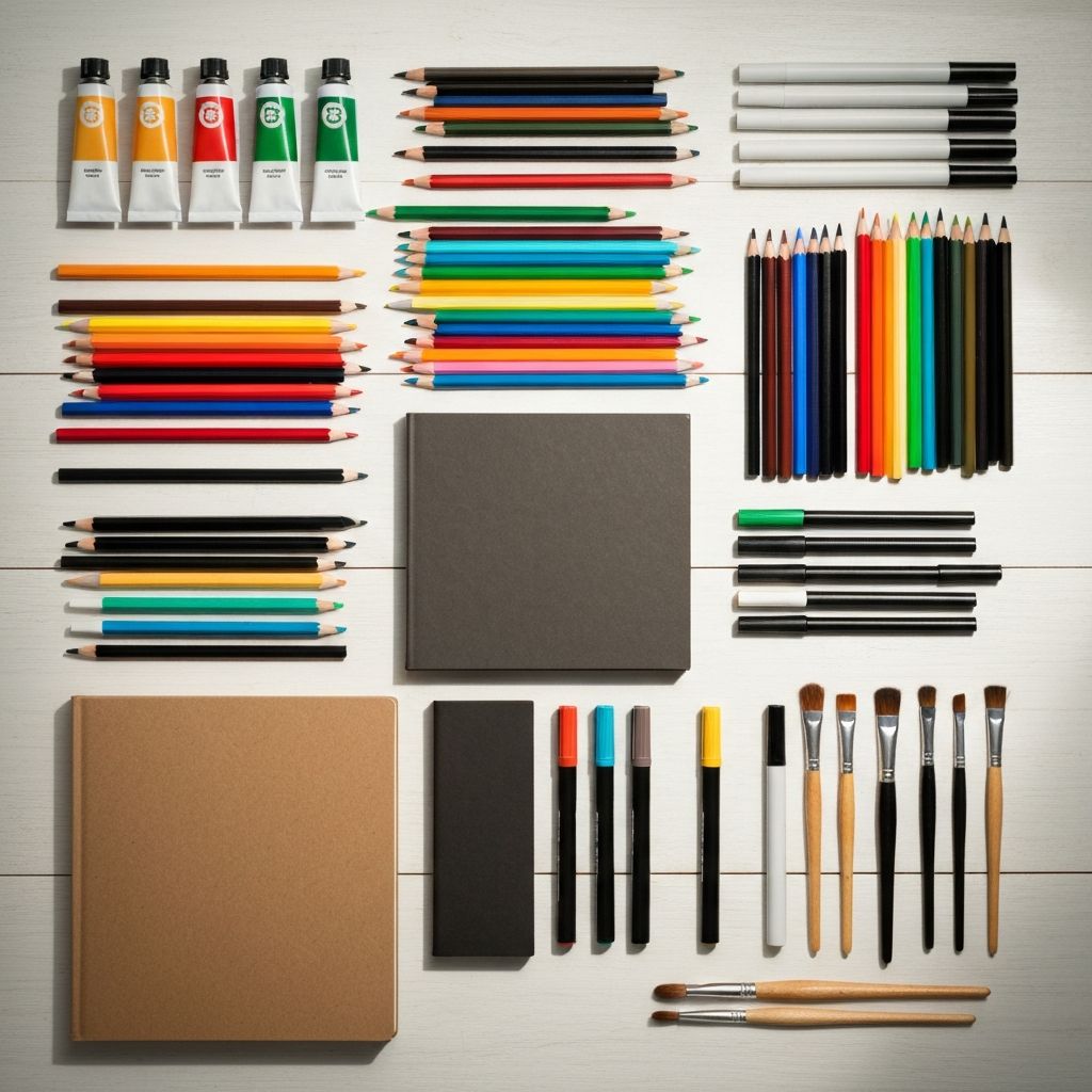 Drawing sets — pencils, watercolors and brushes